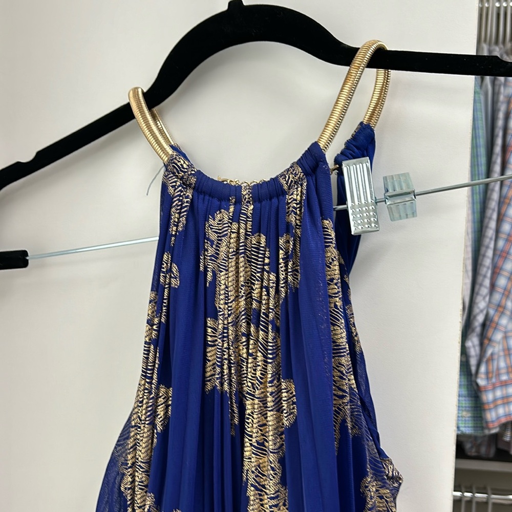 Beautiful royal and gold maxi dress. Size 6